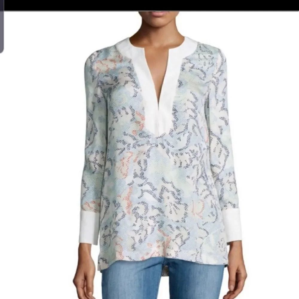 Tory Burch Dahlia Silk Jacquard Tunic Sz 0